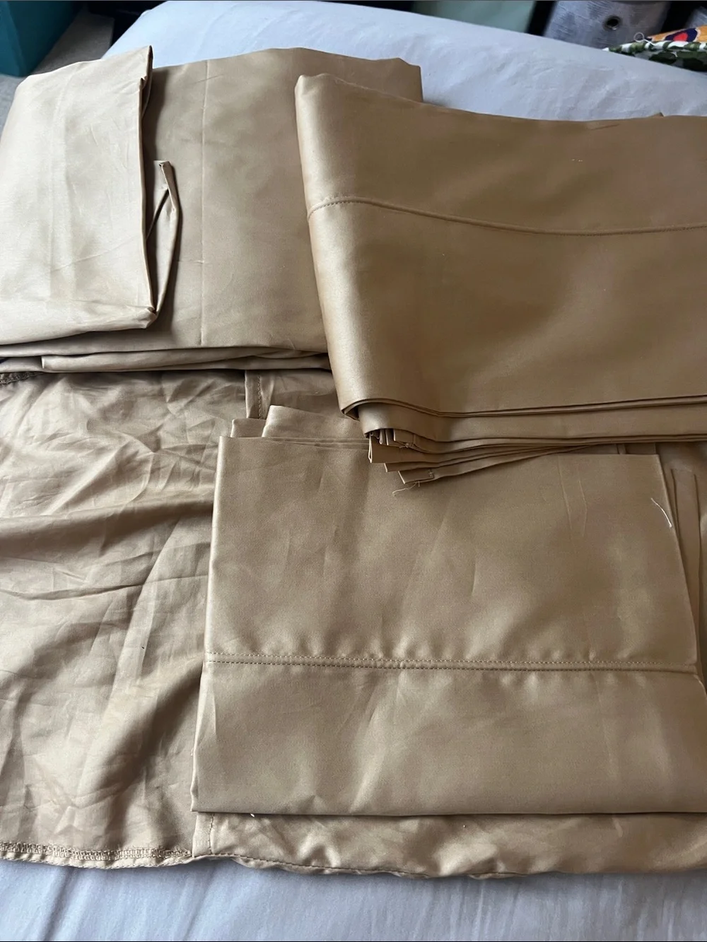 Restoration Hardware Italian Ultra-soft Sateen Twin Sheet Set Gold old money NWT